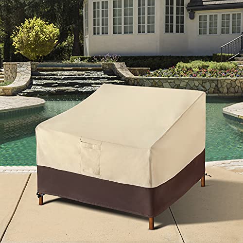 Arcedo 32 Inch Waterproof Patio Chair Cover, Beige & Brown