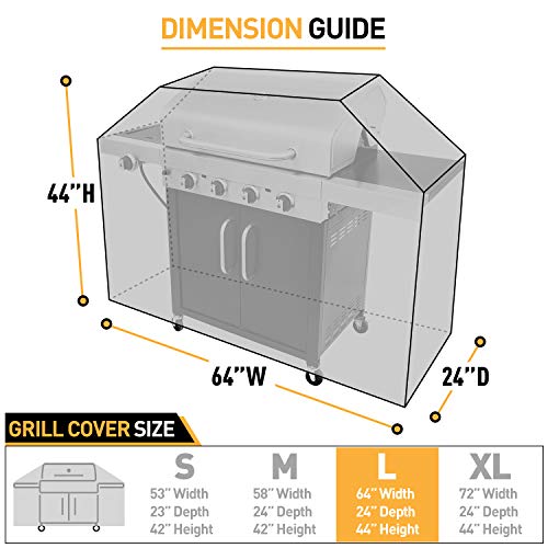 Arcedo Heavy Duty Waterproof Grill Cover, 64 Inch, Black