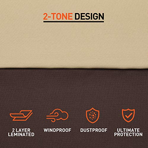 Arcedo 88 Inch Rectangular Patio Furniture Set Cover, Beige & Brown