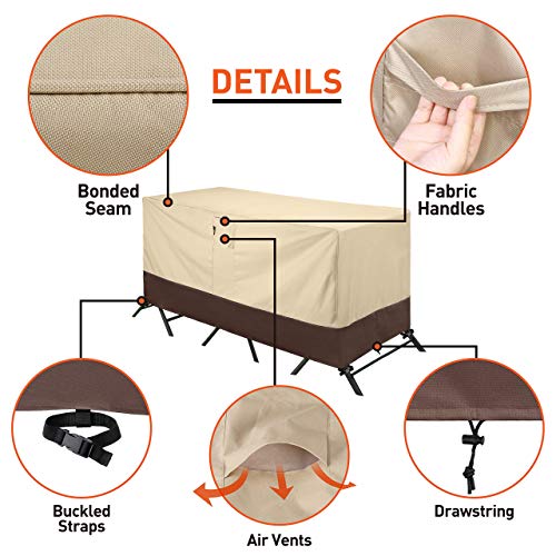 Arcedo 80 Inch Patio Bistro or Bar Set Cover, Beige & Brown