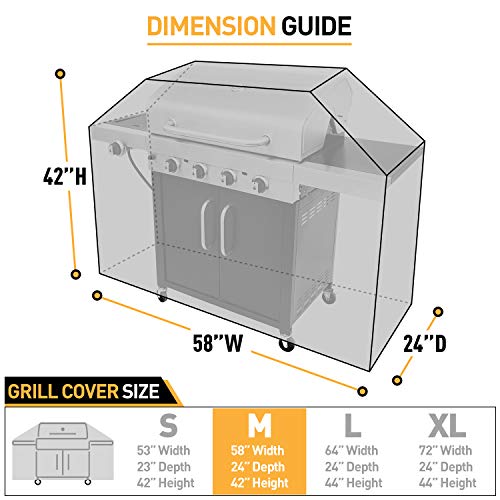 Arcedo Heavy Duty Waterproof Grill Cover, 58 Inch, Black