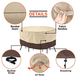 Arcedo 84 Inch Round Patio Furniture Set Cover, Beige & Brown
