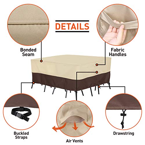 Arcedo 94 Inch Square Patio Furniture Set Cover, Beige & Brown