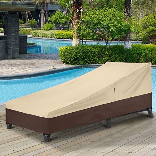 Arcedo 80 Inch Patio Chaise Lounge Cover, Beige & Brown