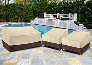 Arcedo 60 Inch Waterproof Patio Loveseat Sofa Cover, Beige & Brown
