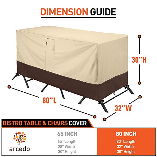 Arcedo 80 Inch Patio Bistro or Bar Set Cover, Beige & Brown