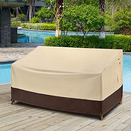 Arcedo 60 Inch Waterproof Patio Loveseat Sofa Cover, Beige & Brown