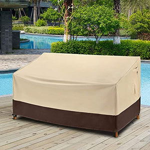 Arcedo 60 Inch Waterproof Patio Loveseat Sofa Cover, Beige & Brown