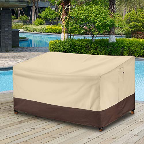 Arcedo 60 Inch Waterproof Patio Deep Sofa Cover, Beige & Brown