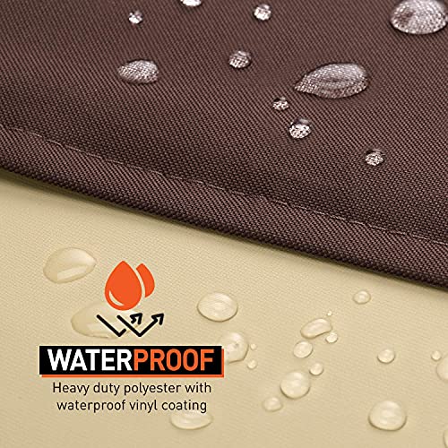 Arcedo 84 Inch Round Patio Furniture Set Cover, Beige & Brown