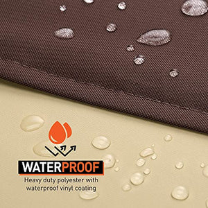 Arcedo 84 Inch Round Patio Furniture Set Cover, Beige & Brown