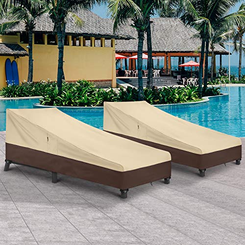 Arcedo 2 Pack 80 Inch Patio Chaise Lounge Cover, Beige & Brown