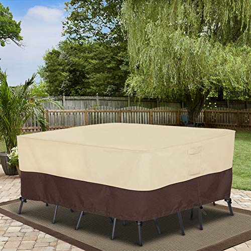 Arcedo 94 Inch Square Patio Furniture Set Cover, Beige & Brown