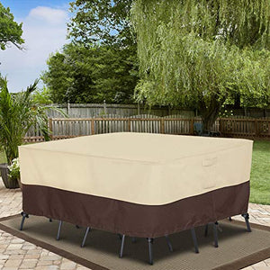 Arcedo 94 Inch Square Patio Furniture Set Cover, Beige & Brown