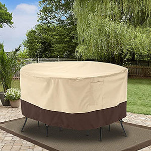 Arcedo 62 Inch Round Patio Furniture Set Cover, Beige & Brown