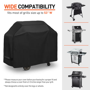 Arcedo Waterproof Grill Cover with Straps, 55 Inch, Black