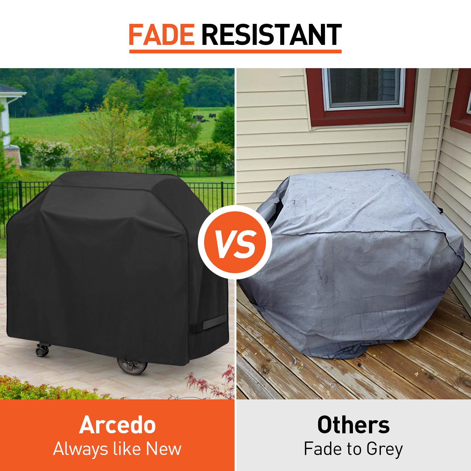 Arcedo Waterproof Grill Cover with Straps, 55 Inch, Black