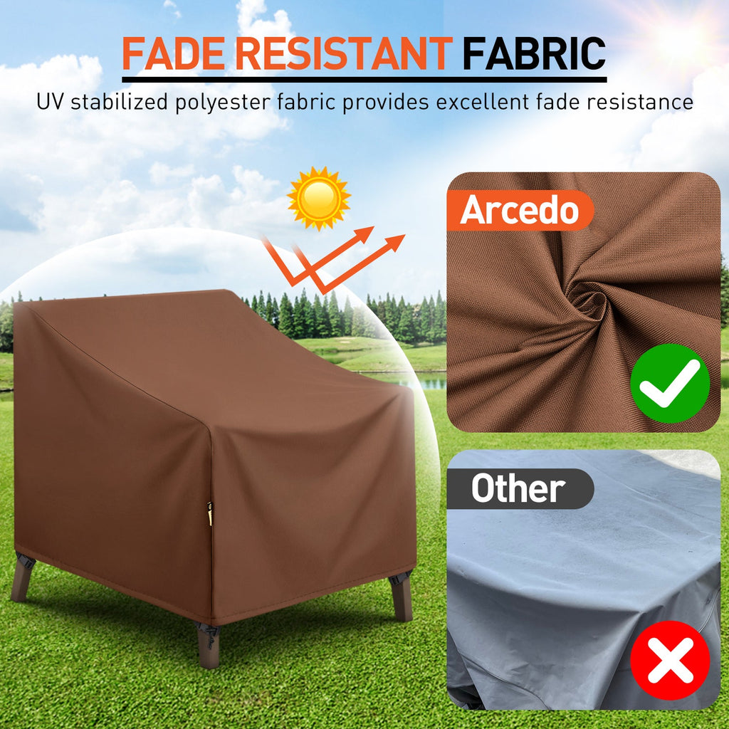 Arcedo 2 Pack 34 Inch Patio Chair Cover, Brown