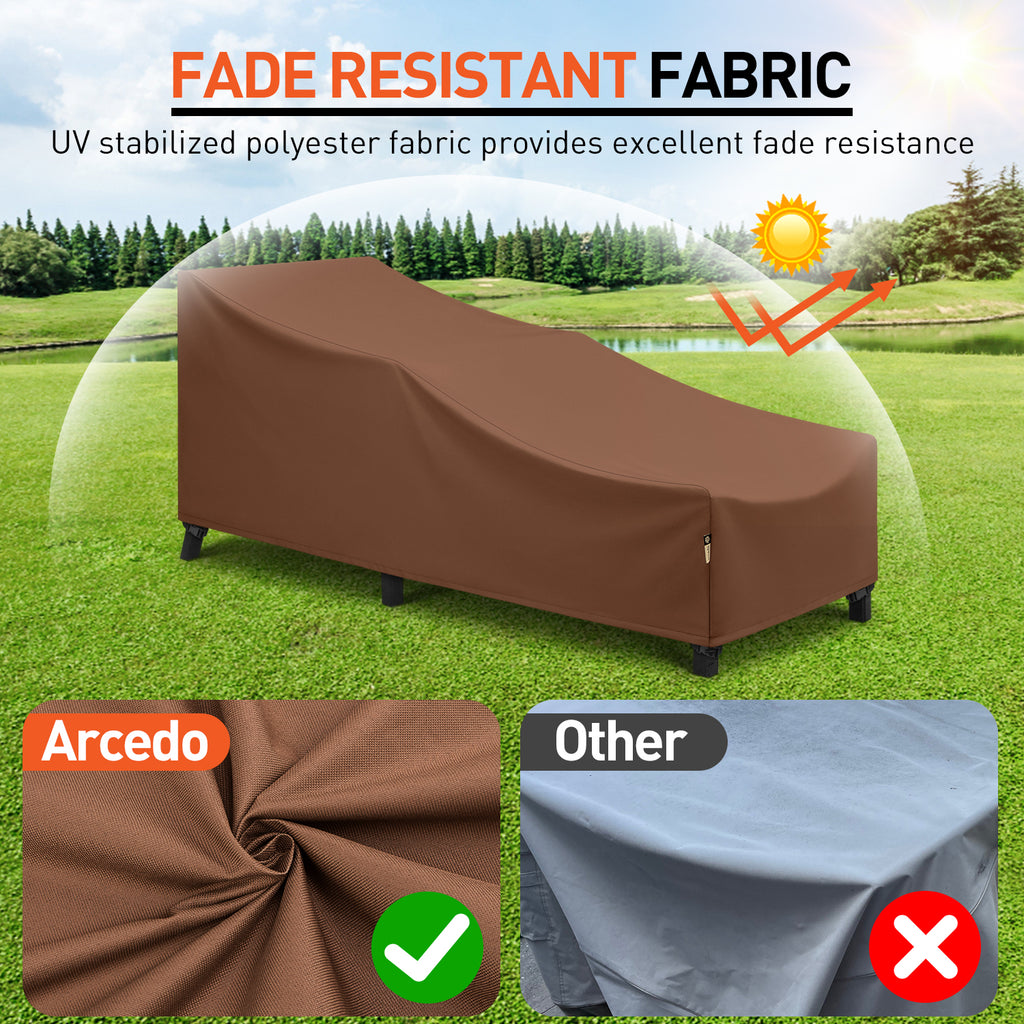 Arcedo 2 Pack 76 Inch Patio Chaise Lounge Cover, Brown