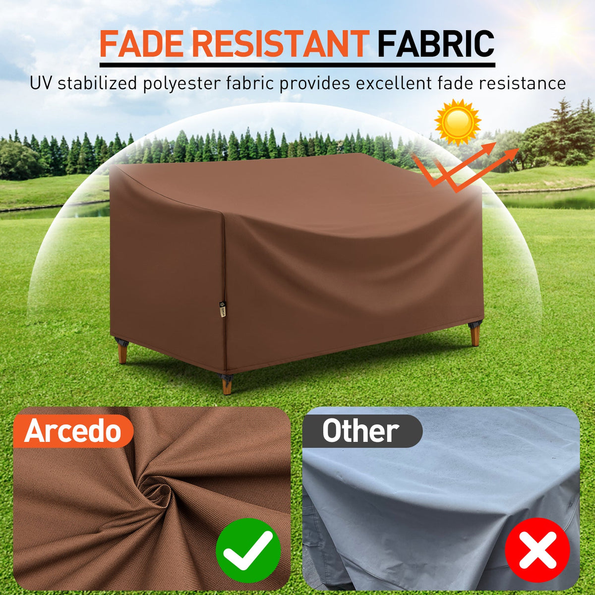 Arcedo 90 Inch Patio Sofa Cover, Brown – Arcedo Direct