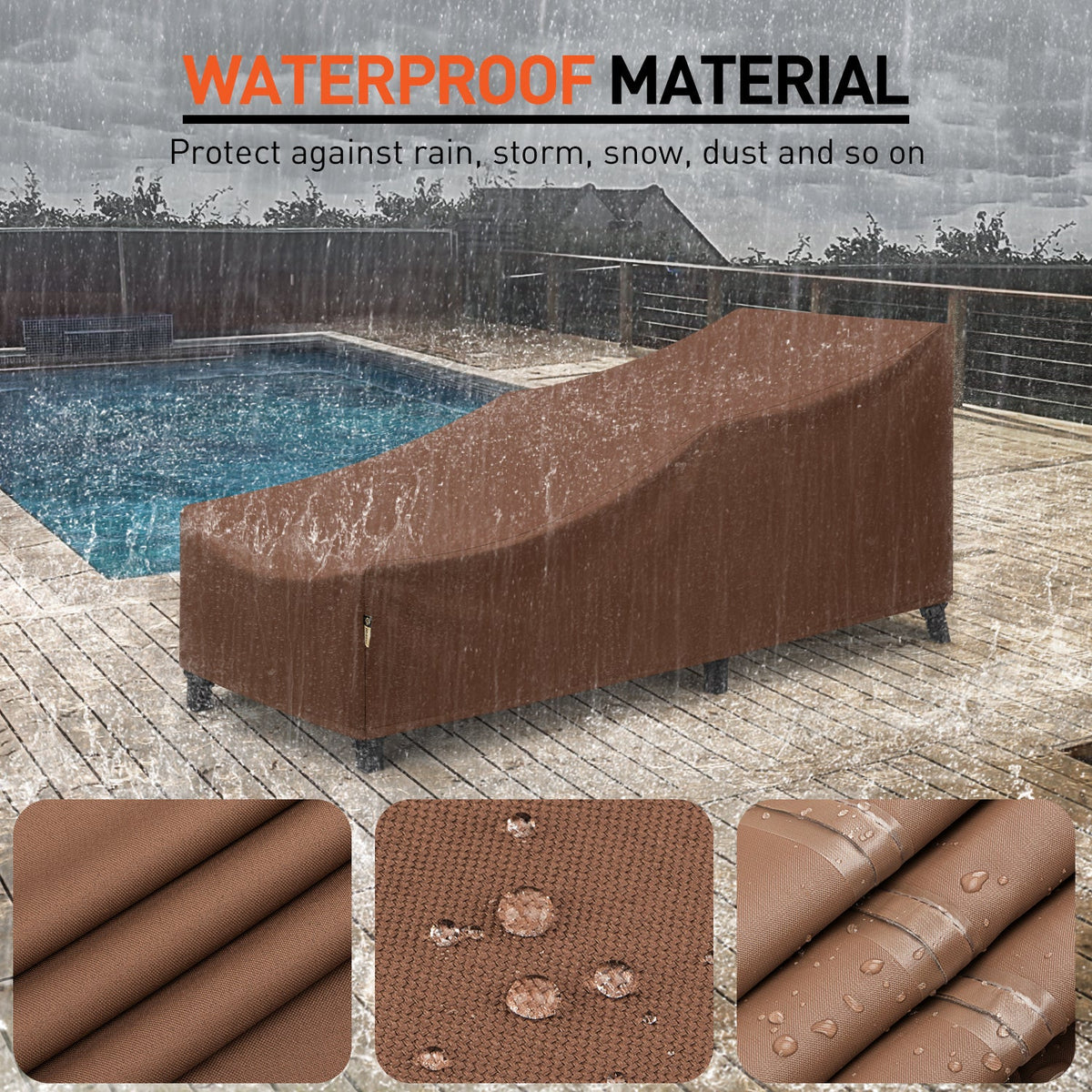 Arcedo 2 Pack 84 Inch Patio Chaise Lounge Cover, Brown