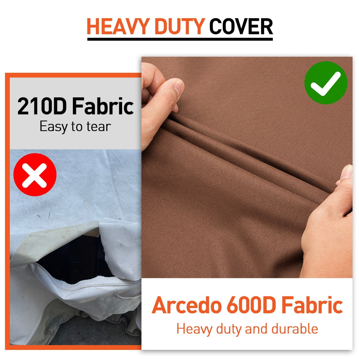 Arcedo 2 Pack 34 Inch Patio Chair Cover, Brown